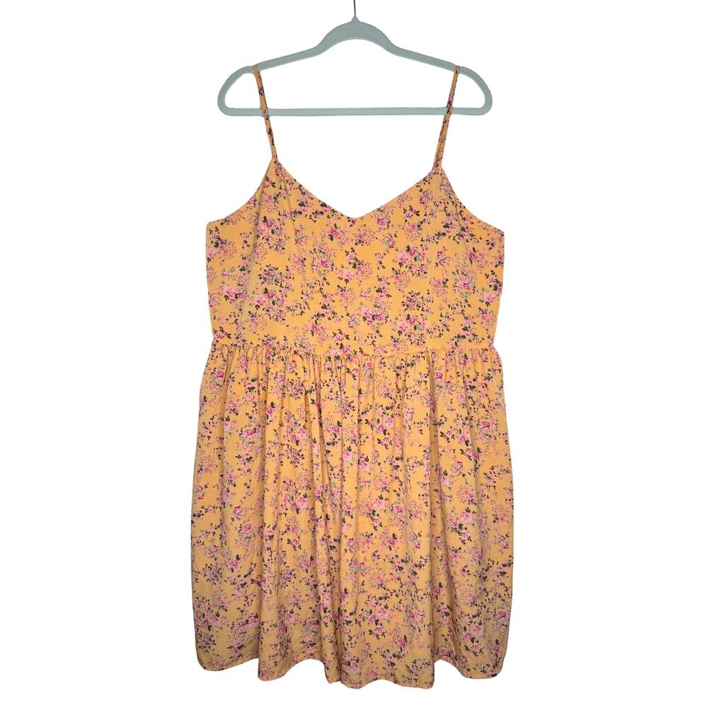 Floral Babydoll Mini Dress Size 1X Orange Cottagecore Garden Party Coquette Cute